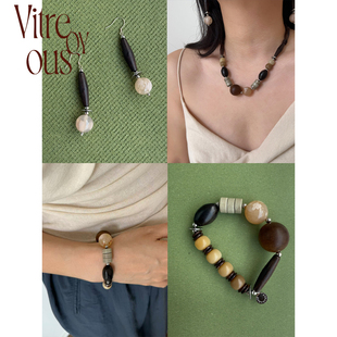 VITREQYOUS 百搭首饰 「游牧诗人」进口黑檀樱花玛瑙优雅大气四季