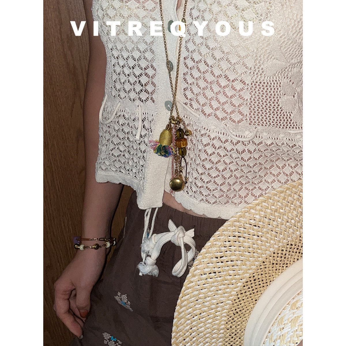 VITREQYOUS 浪漫复古自由彩色穗子波西米亚风情特色多吊坠长链