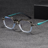 时尚 手工不规则方形眼镜全框板材镜架男配近视 纯钛复古玳瑁色女款