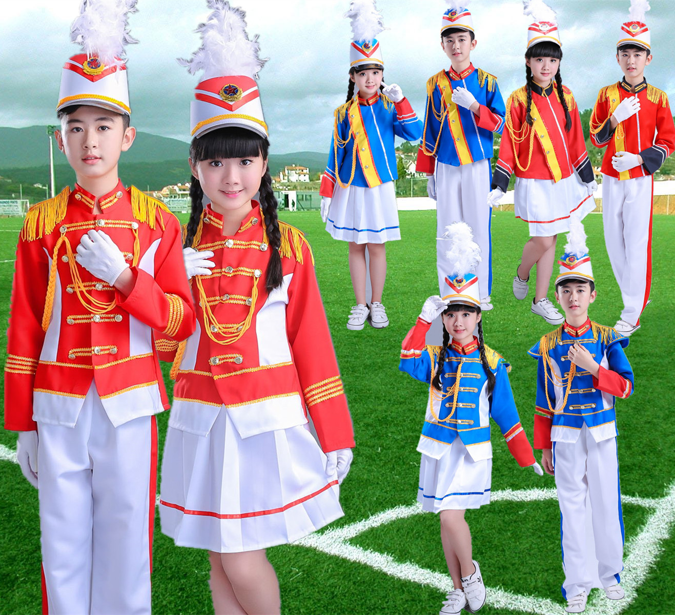 新款鼓号队服中小学生幼儿园升旗手服乐队服仪仗队服装鼓号服包邮