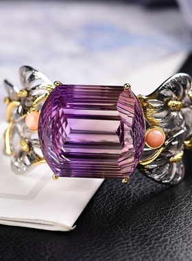 意大利工艺手镯925紫黄晶