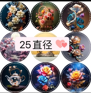 藤条编织筐底 25cm直径圆形双面印花亚克力板 手工篮配件 拍6送1