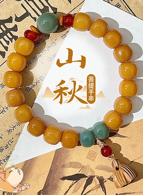 天然焦糖菩提手串单圈绕指柔菩提根手链佛珠饰品