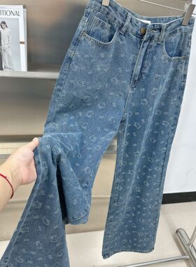 欧洲站女装新款复古窄版直筒Kitty牛仔裤垂感宽松显瘦阔腿裤子潮