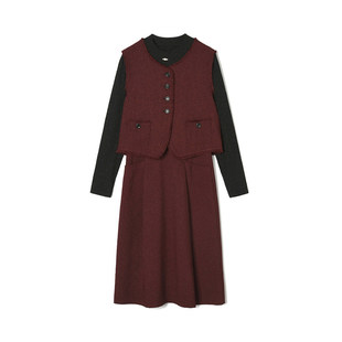 奥莱专柜品牌撤柜正品 HH春装2026新款小香风马甲+中长裙两件套装