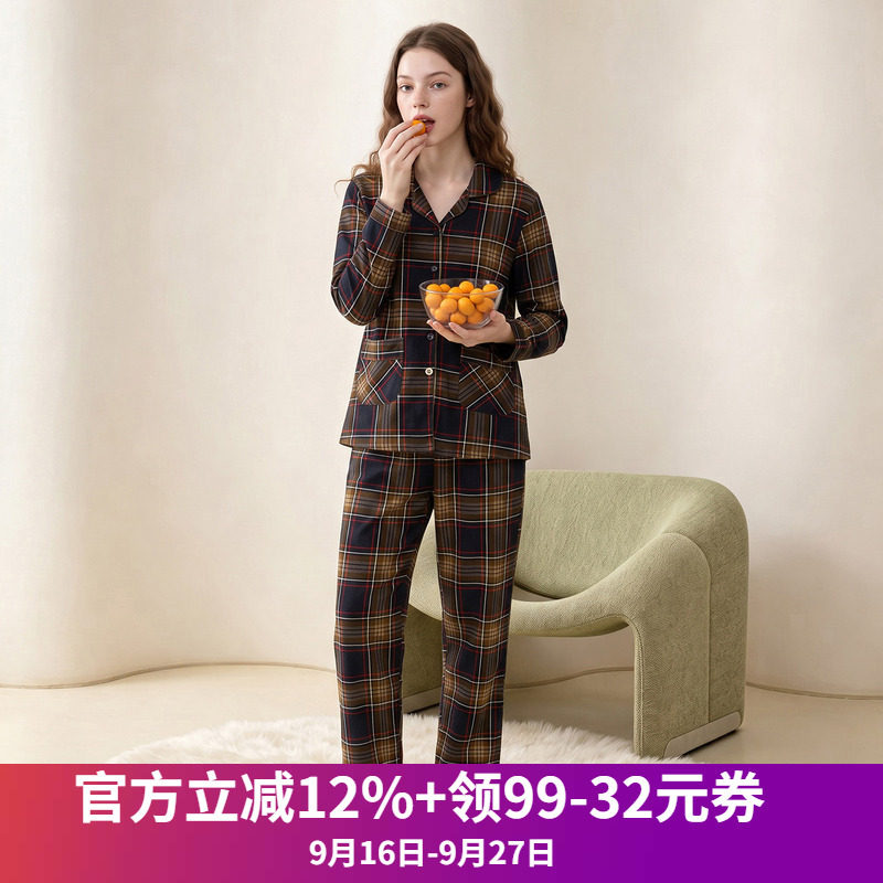 格纹上衣+裤子两件套装