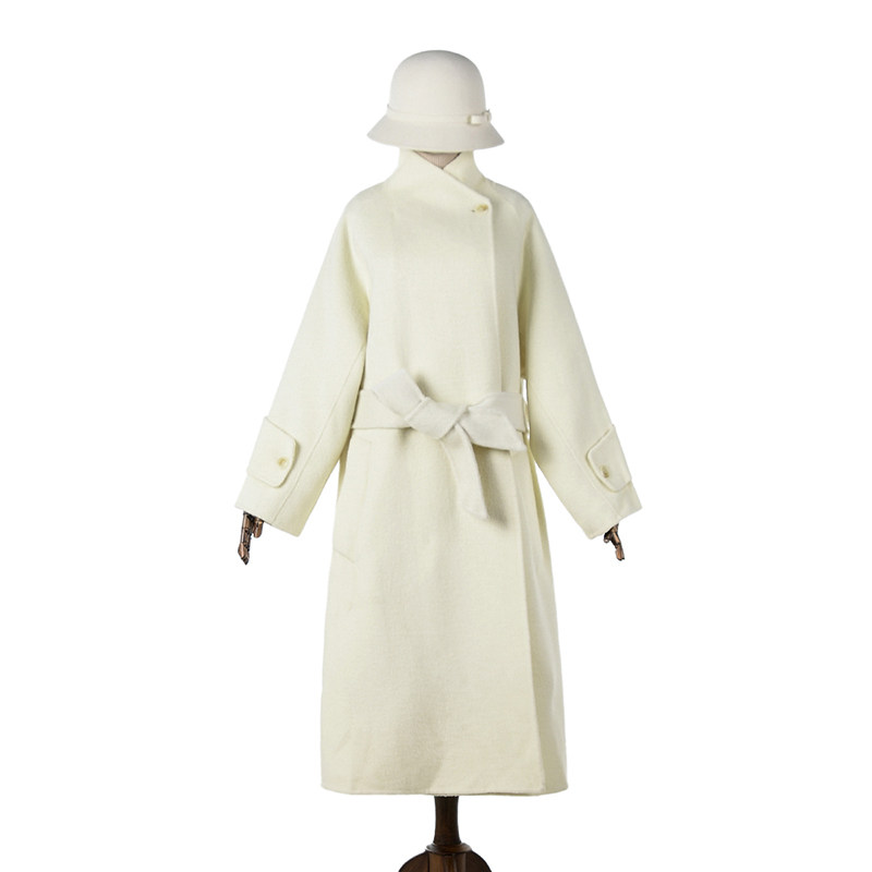 2025年冬Outlets正品 高端HE系列宽松加长款双面尼毛呢外套大衣女