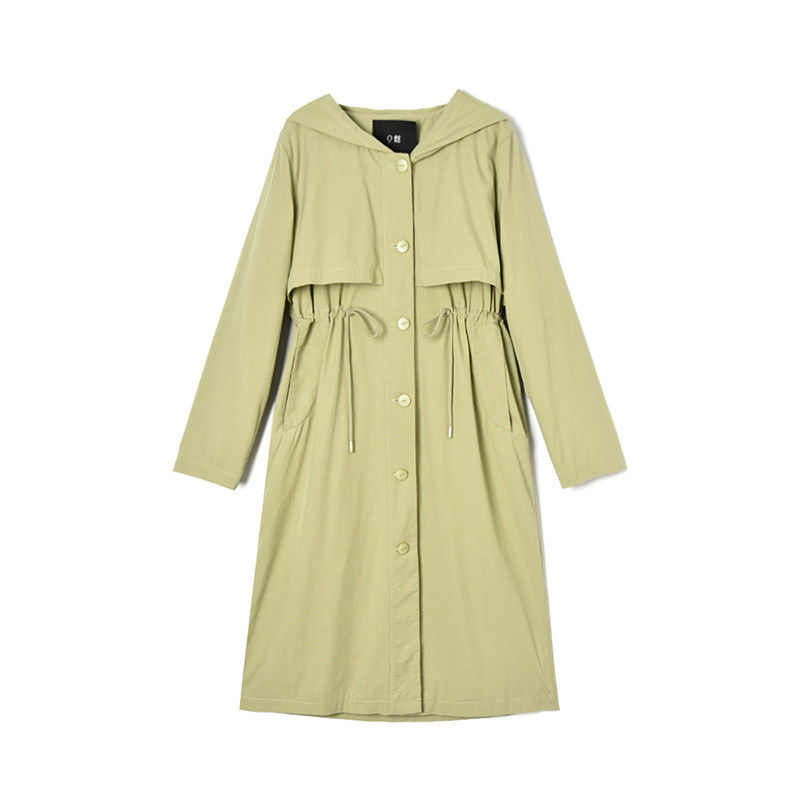 2026年春Outlets正品 高端BV系列韩系高级感加长款连帽风衣外套女