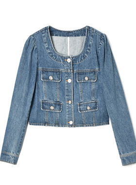 奥莱专柜品牌撤柜正品 LY春装2026新款 时髦感短款上衣牛仔外套女