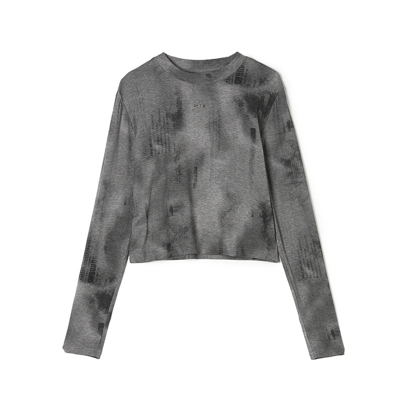 简约短款上衣高弹修身T恤