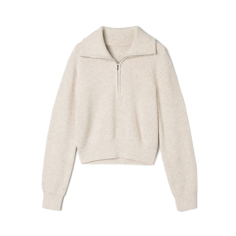 微弹上衣含绵羊毛长袖毛衣