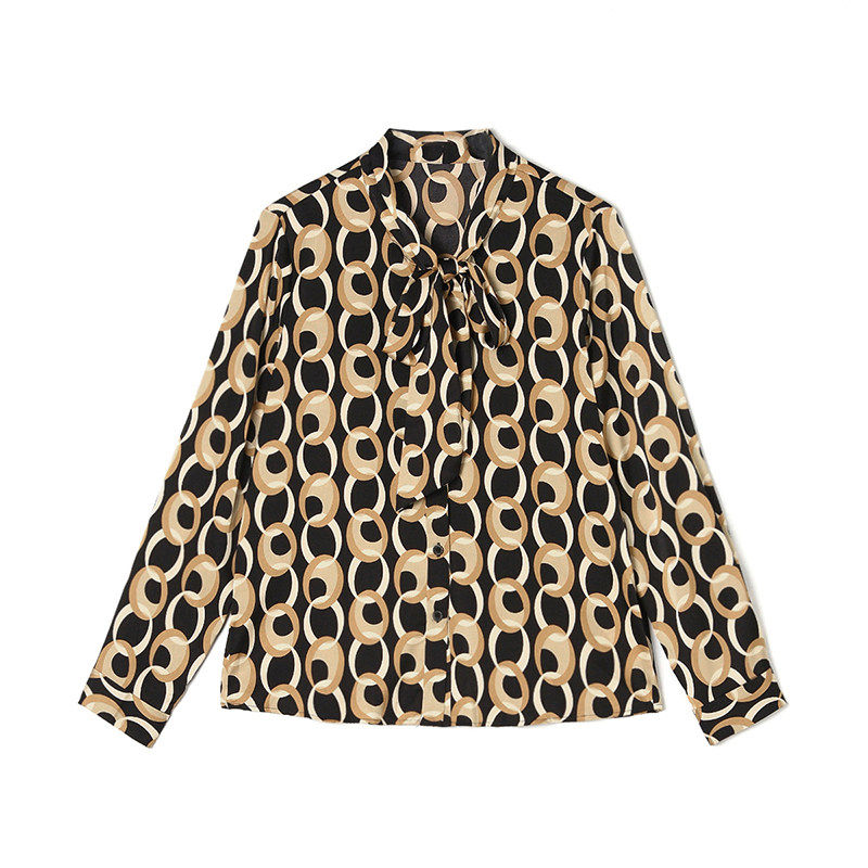 2026年春装Outlets专柜 UN系列都市女性长袖上衣单排扣花色衬衫女