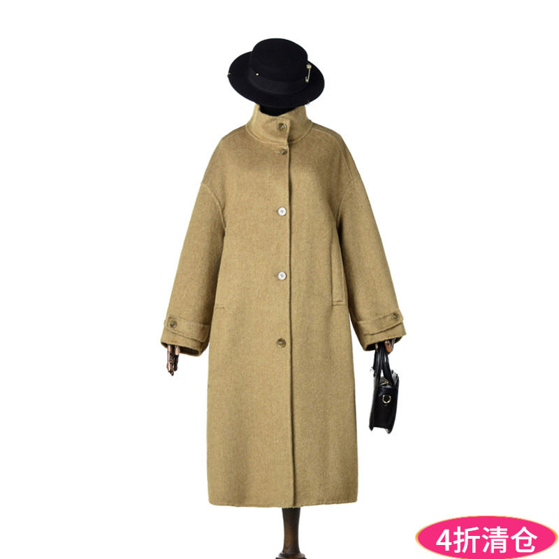 2025年冬Outlets正品 高端HZ系列含澳毛纯色双面尼毛呢外套大衣女