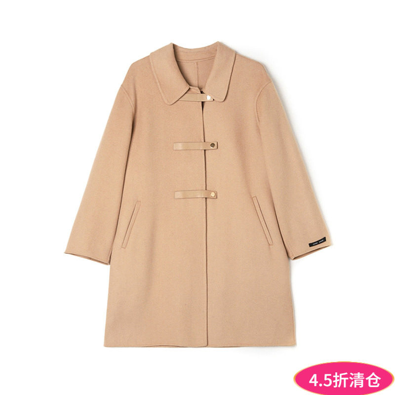 2025年冬Outlets正品 高端HE系列温柔风宽松双面尼毛呢外套大衣女