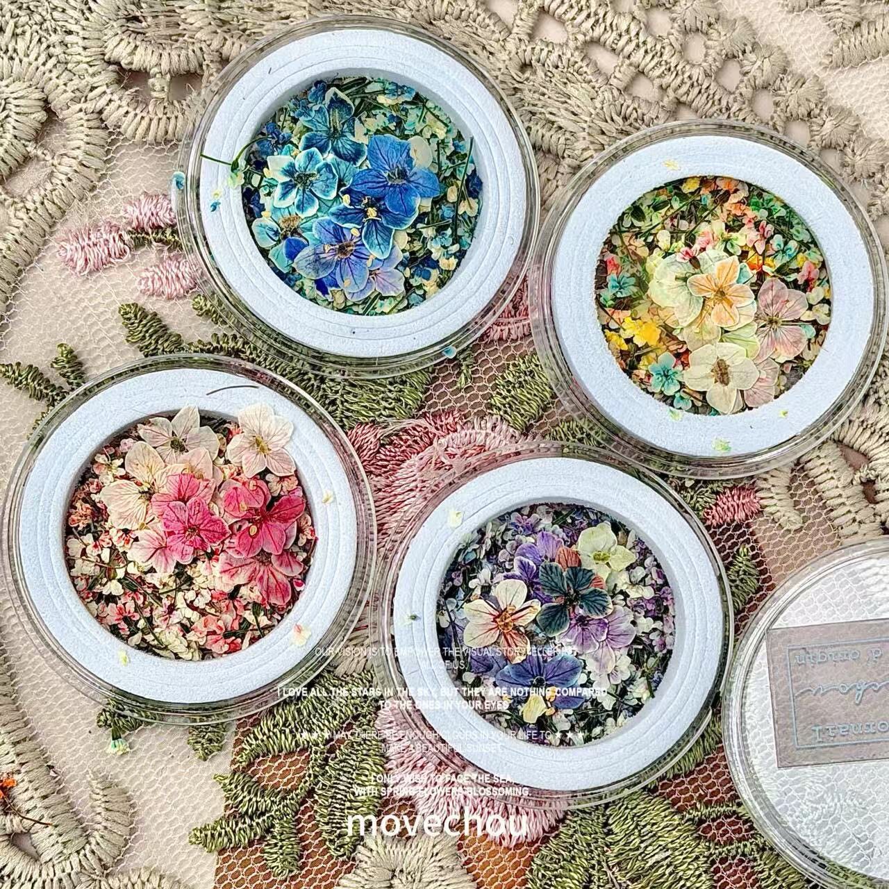 洛可可复古油画花瓣日式ins风小花碎花混合美甲立体干花指甲饰品