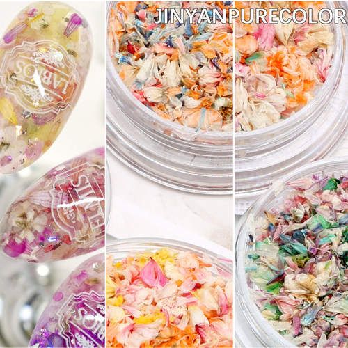 日系新款smint同款混色干花碎花瓣美甲饰品混彩多色穿戴甲小清新