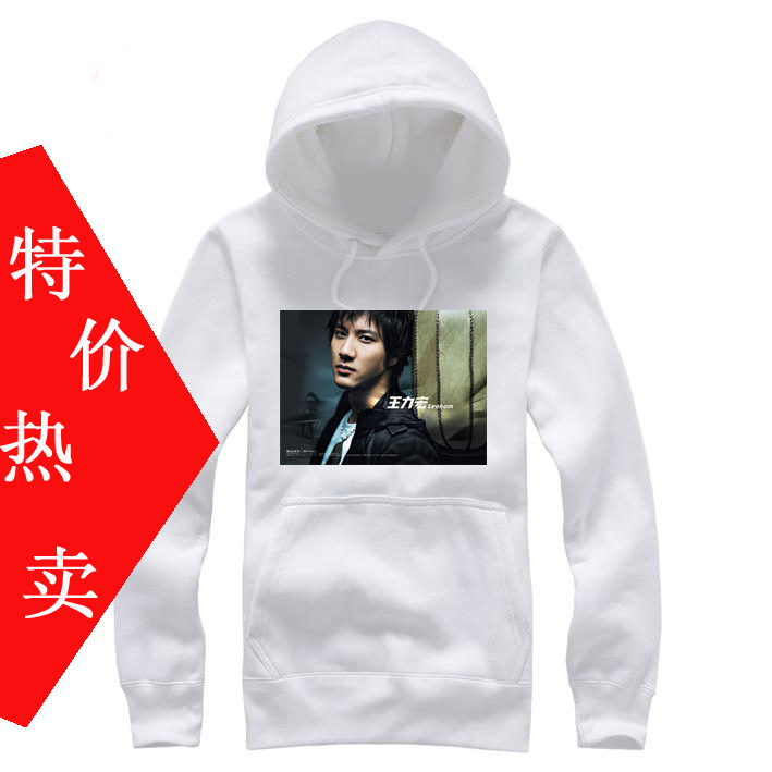 王力宏连帽口袋会服头相卫衣服黑白色男女装个性DIY明星同款订制