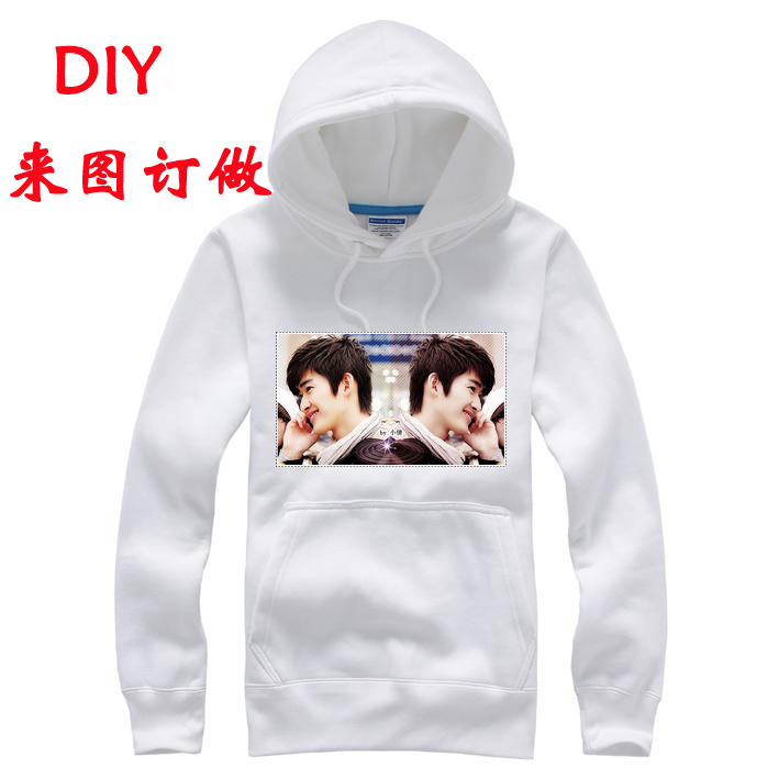 张翰加厚保暖卫衣外套周边同款签名衣服会服男女装纯色印图订制