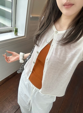 OPS LA MODE 30水溶羊毛轻薄贝壳扣防晒开衫