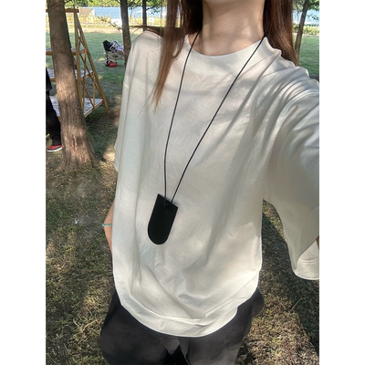 OPS LA MODE 都来试一试pima棉 极简高级慵懒超薄短袖宽松大T 恤