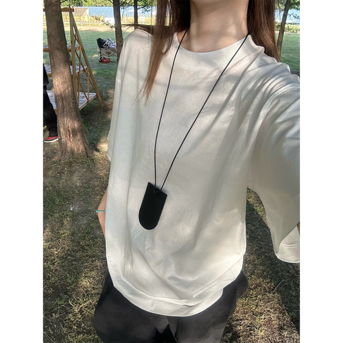 OPS LA MODE 都来试一试pima棉 极简高级慵懒超薄短袖宽松大T 恤