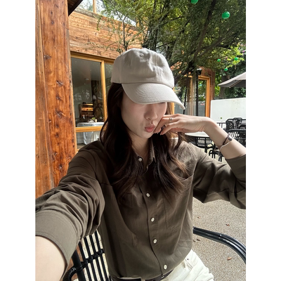 OPS LA MODE 9.21 20:00 重酵素洗苔藓绿亚麻莱赛尔棉衬衫