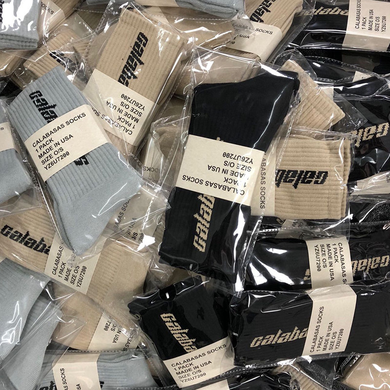 yeezy-calabasas袜子女椰子侃爷搭配ins中筒潮袜男字母街头运动袜