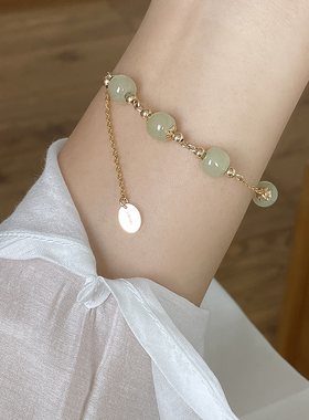 轻奢原创和田玉包金复古送礼手链