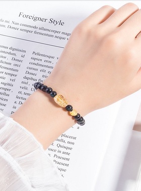 小众黑曜石貔貅ins水晶手链网红