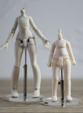 支架12分BJD娃娃站立支架OB11可用透明亚克力可调节不锈钢支架