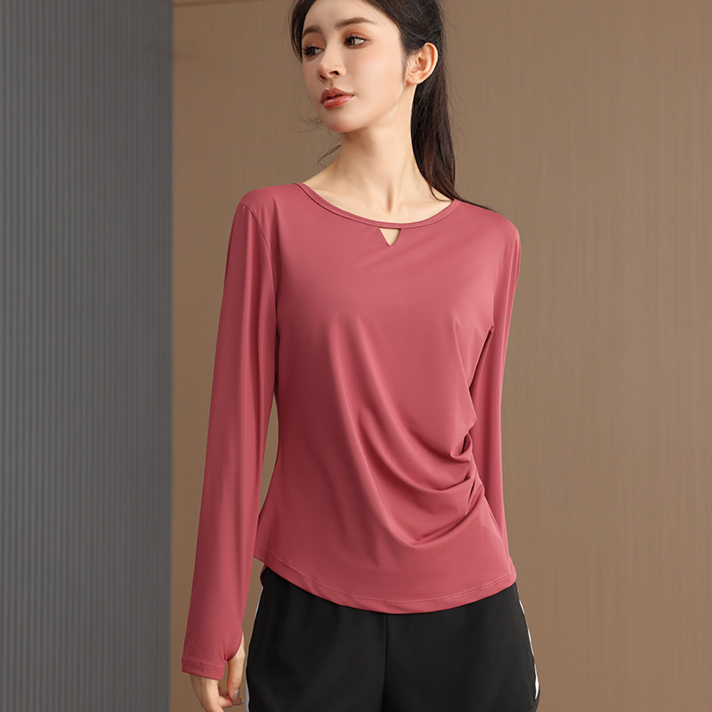 胖mm薄款开叉褶皱瑜伽服女夏宽松跑步运动速干T恤大码健身服上衣,运动/瑜伽/健身/球迷用品,瑜伽t恤,淘宝优惠券,粉丝福利购,淘宝优惠卷