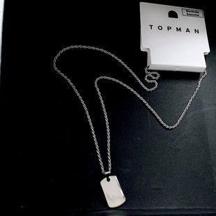 外贸潮牌TOPM项链方牌新潮百搭hiphop嘻哈吊坠铭牌高级感古巴链