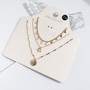 欧美跨境项饰个性时尚混搭星星流苏吊坠项链女潮流层叠百搭颈链