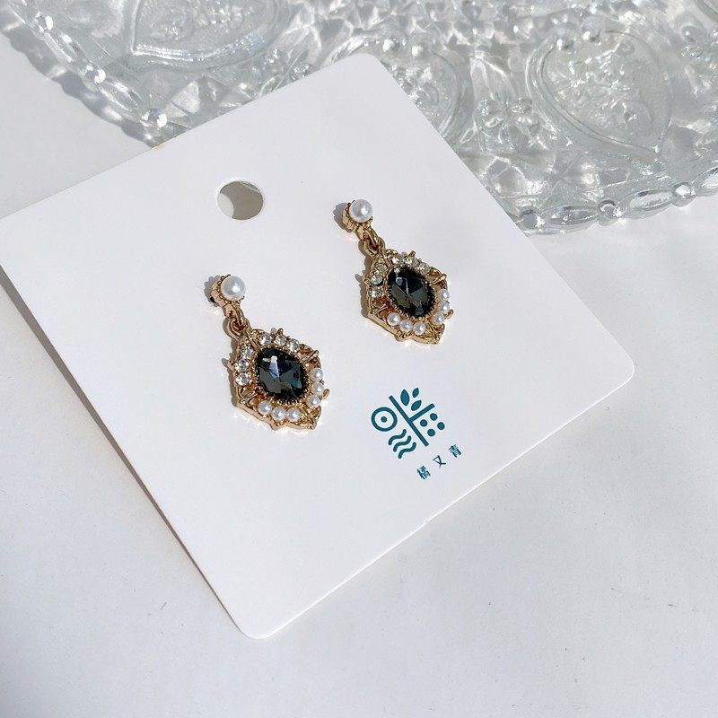 S925银针复古宫廷风闪钻设计感珍珠宝石女精致时尚小众简约耳钉