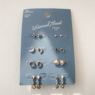 原单设计天然石几何耳钉套装 Thread 组合 Universal 美国潮牌