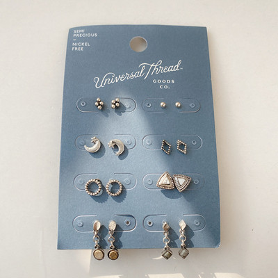 美国潮牌【Universal Thread】原单设计天然石几何耳钉套装组合