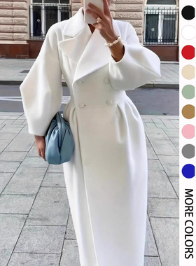 Retro court lantern sleeves big collar women coat long coat