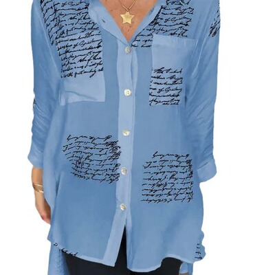 Printed loose swallowtail big size 5xl shirt 印花宽松衬衫