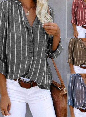 Ladies' simple and fashionable classic striped shirt 衬衫