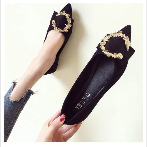 Flat bottomed metal bean soft sole women's shoes 一脚蹬女鞋