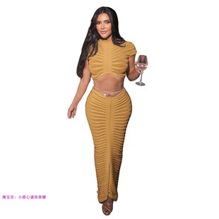 Sexy Knitted Perspective Nightclub Set Low Waist Skirt Set