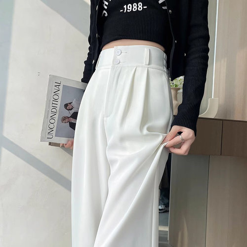 Casual suit pants for women high waisted suit wide leg pants