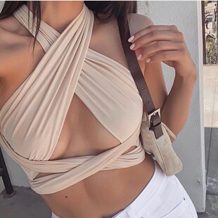 Wrapped Top strapless Strap Chest Neck Sexy shirt Women