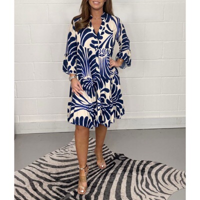 Ladies' big size 5xl 4xl printed complimentary casual dress