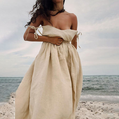 New short sleeved V-neck slit long skirt slim fit long dress