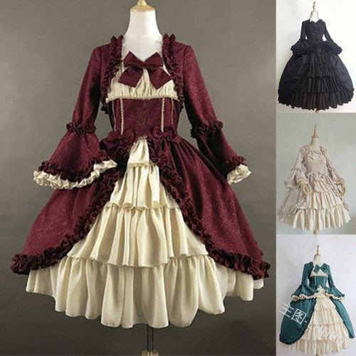 Retro Gothic Palace Dress Women's Dress 蝴蝶结设计女士礼服裙