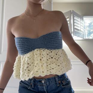 strap backless spicy sexy knitwear shoulder girl top one