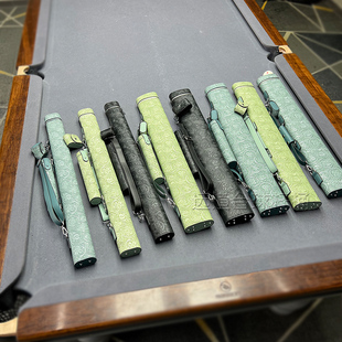 手工制作台球杆桶两孔四孔九球杆筒大头杆桶盒子包雕花高颜值皮面