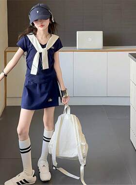女童夏季韩版薄款T恤短裙套装