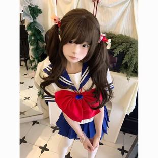 短袖 胖MM大码 复刻美少女战士宝蓝校供jk制服水手服日系学院风夏季